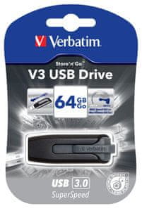 Verbatim pendrive Store 'n' Go V3 64 GB, czarny (49174)