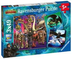 Ravensburger puzzle Jak wytresować smoka 3, 3x49 elementów