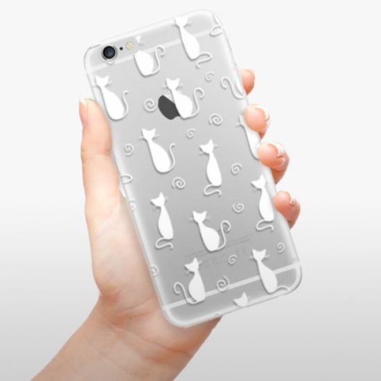 iSaprio Silikonowe etui - Cat pattern 05 - white na Apple iPhone 6
