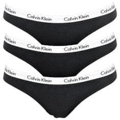Calvin Klein Stringi damskie QD3587E QD3587E -001 Black, 3 szt. (Rozmiar M)