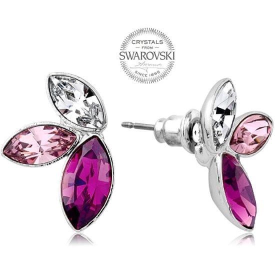 Levien Kolczyki z trzema kryształkami w kolorze fioletowym odcień ech Navette
