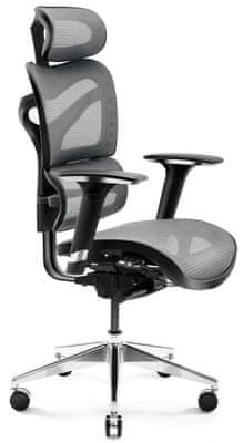 Diablo-Chairs V-Commander, czarno-szare (5902560338157) nowoczesny design ergonomiczne komfort siatka V-Mesh mechanizm tłumiący