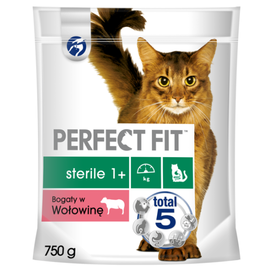 shumee Perfect Fit Sterile 1+ Bogaty w wołowinę 750 g - sucha karma dla kotów po sterylizacji 750g