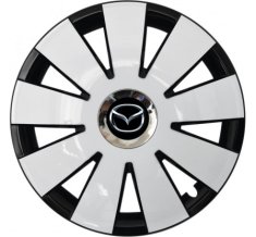 E&N Autoparts Kołpaki kompatybilne z samochodami Mazda 16" Nefrychromowo-biało-czarny 4ks