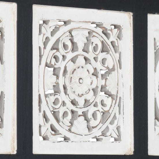 shumee Ręcznie rzeźbiony panel ścienny, MDF, 60x60x1,5cm, czarno-biały