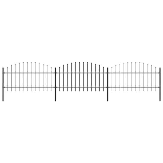 shumee Panele ogrodzeniowe z grotami, stal, (1-1,25) x 5,1 m, czarne