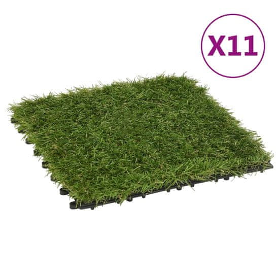 shumee Sztuczna trawa w płytkach, 11 szt., zielona, 30x30 cm