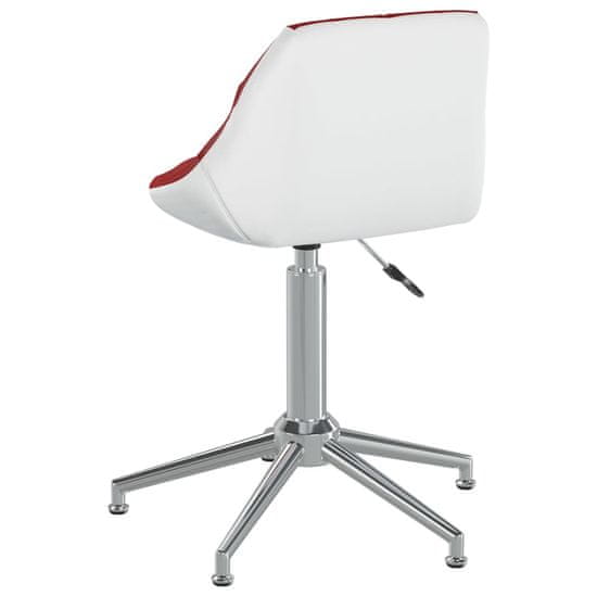 shumee Obrotowe krzesło biurowe, winna czerwień i biel, sztuczna skóra