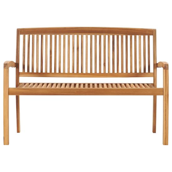 shumee Sztaplowana ławka ogrodowa z poduszką, 128,5 cm, drewno tekowe