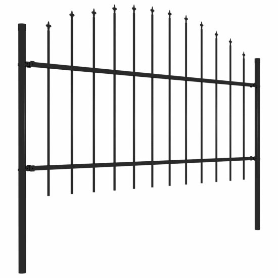shumee Panele ogrodzeniowe z grotami, stal, (1-1,25) x 5,1 m, czarne