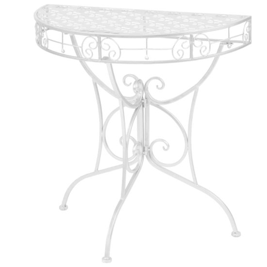 shumee Półokrągły stolik vintage, metalowy, 72 x 36 x 74 cm, srebrny