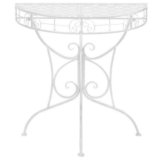 shumee Półokrągły stolik vintage, metalowy, 72 x 36 x 74 cm, srebrny