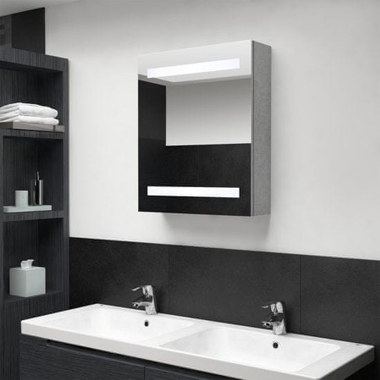 shumee Szafka łazienkowa z lustrem i LED, szarość betonu, 50x14x60 cm