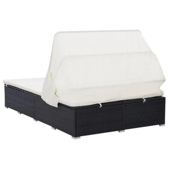 shumee 2-osobowy leżak z poduszką, polirattan, czarny