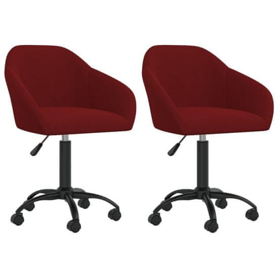 shumee Obrotowe krzesła stołowe, 2 szt., winna czerwień, aksamitne