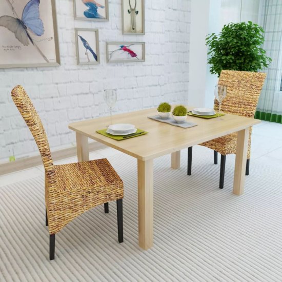 shumee Krzesła stołowe, 2 szt., abaka i lite drewno mango
