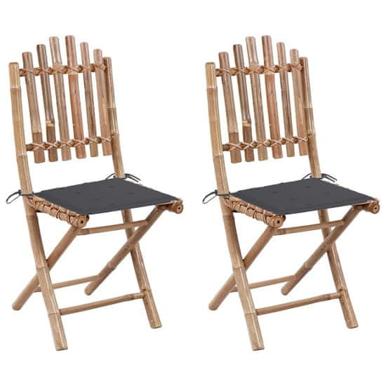 shumee Składane krzesła ogrodowe z poduszkami, 2 szt., bambusowe
