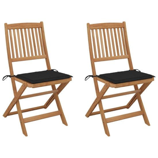 shumee Składane krzesła ogrodowe z poduszkami, 2 szt., drewno akacjowe