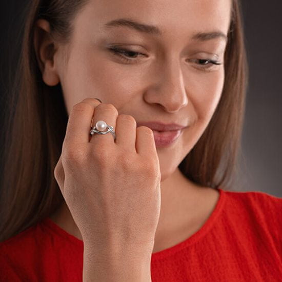JVD EleganckiSrebrny pierścionek z prawdziwą perłą słodkowodną SVLR0431XH2P1