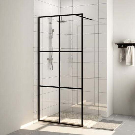 shumee Ścianka prysznicowa, przezroczyste szkło ESG, 80x195 cm, czarna