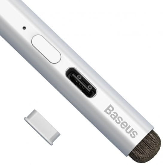 BASEUS rysik pojemnościowy Smooth (wersja aktywna & pasywna) + Type-C kabel 0,5 m ACSXB-C02, biały