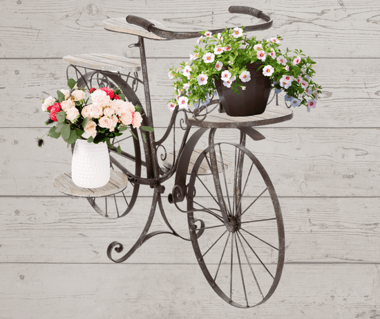 Atmosphera Metalowy stojak na kwiaty w kształcie roweru w stylu vintage