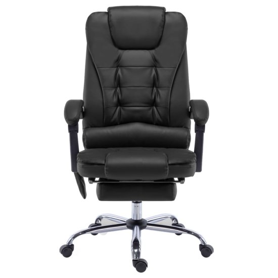shumee Krzesło biurowe z funkcją masażu, czarne, sztuczna skóra