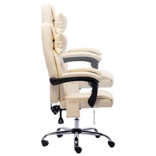 shumee Krzesło biurowe z funkcją masażu, kremowe, sztuczna skóra