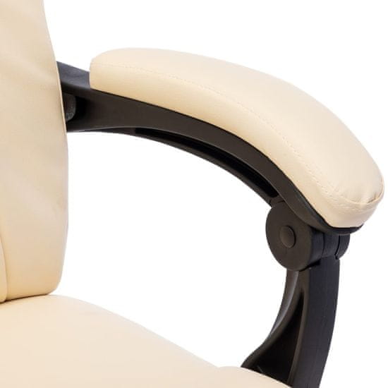 shumee Krzesło biurowe z funkcją masażu, kremowe, sztuczna skóra