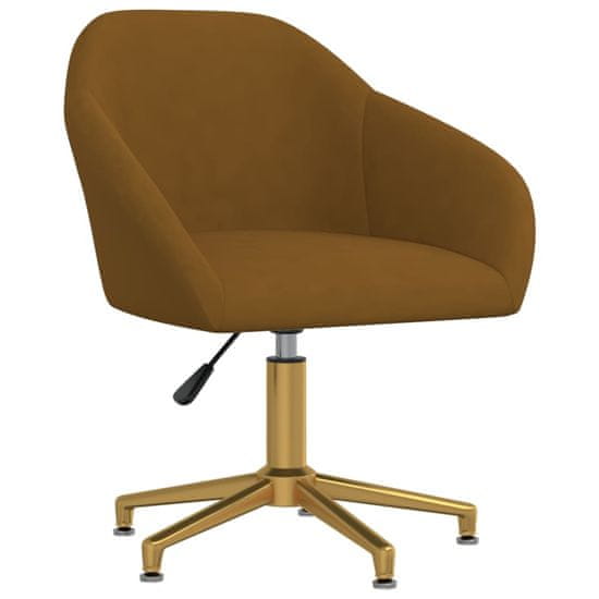 shumee Obrotowe krzesło biurowe, brązowe, obite aksamitem