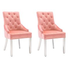 shumee Krzesła stołowe, 2 szt., różowe, aksamitne