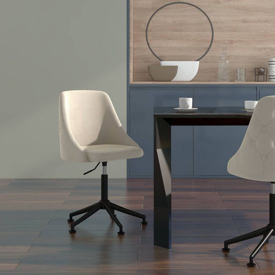 shumee Obrotowe krzesło biurowe, kremowe, tapicerowane aksamitem